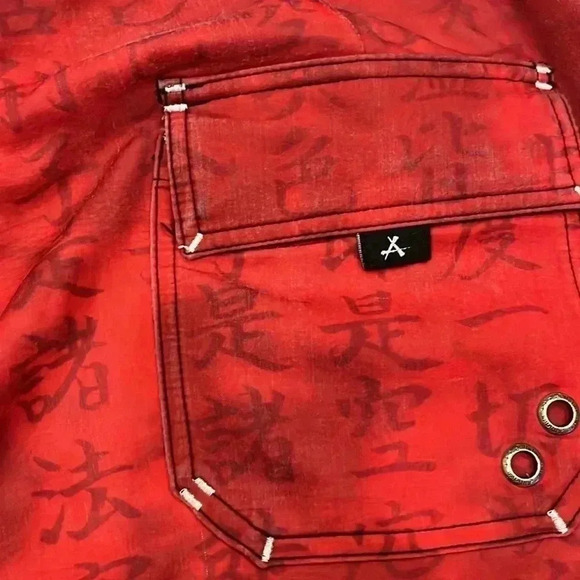 [32]  AFFLICTION SAMURAI SWIM TRUNKS SHORTS DRAWSTRING BOARD BEACH RED - Picture 6 of 9